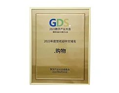 2023 GDS .购物荣获受欢迎中文域名奖证书