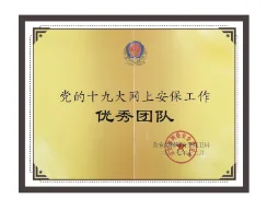 党的十九大网上安保工作优秀团队证书